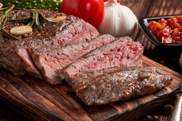 Grilled beef steak with spices