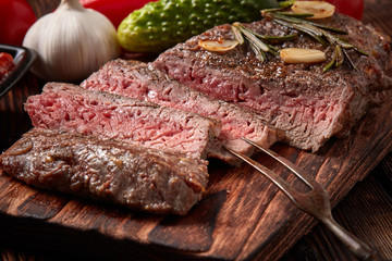 Grilled beef steak with spices