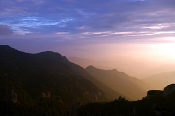 sunrise in Ceahlau mountain, Romania