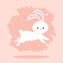 cute rabbit animal jumping icon vector illustration design