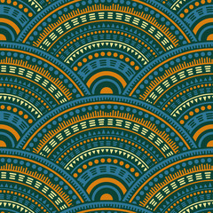 Ethnic circle shapes seamless geometric pattern.