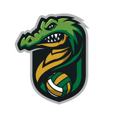 Crocodile head mascot logo for the Volleyball team logo. vector illustration. can be used for your team logo. printed on t-shirts and so on.