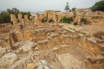 Panoramic view of the ruins of ancient Punic city Carthage,Tunisia