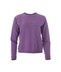 Purple sweatshirt on mannequin against white background. Stylish clothes