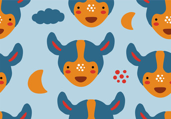 Abstract baby pattern with dog. Animal seamless cartoon illustration.