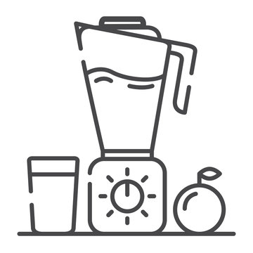 Blender orange smoothie line art vector icon outline.Kitchen appliances.
