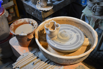 In the pottery workshop