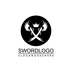 Fototapeta premium Sword Winged Logo Vector Template Design