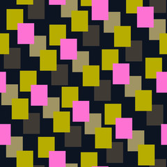 Seamless vector beautiful pattern consisting of squares of different colors on a blue background