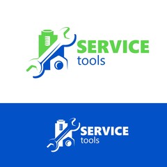 Logo service repair silhouette wrench, screw-nut