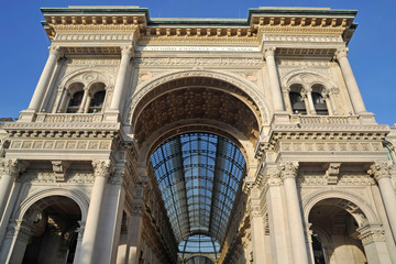 Fototapeta na wymiar Europe, Italy , Milan april 2020 - Vittorio Emanuele Gallery in Duomo cathedral downtown of the city