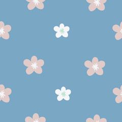 Baby Floral. Seamless. Pink and White flowers. Simple. Daisy repeat pattern.