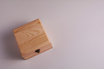 Wooden box on white background, for secrets.