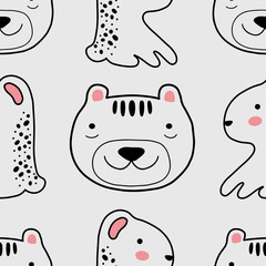 Abstract baby pattern with dog. Animal seamless cartoon illustration.