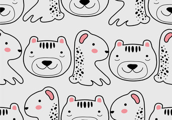 Abstract baby pattern with dog. Animal seamless cartoon illustration.
