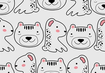 Fototapeten Abstract baby pattern with dog. Animal seamless cartoon illustration. © OliaGraphics
