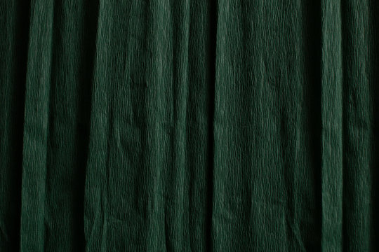 Texture Of Dark Green Corrugated Paper For The Background Used And The Packaging Of Flowers.