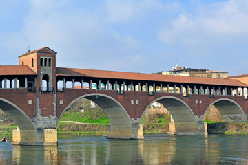 Pavia, Italy. february14,2018. The Ponte Coperto (