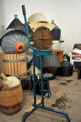 Fototapeta na wymiar Italy - winery - winemaking - Baskets of white and black grape for harvest