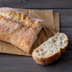 Sliced homemade  breads on wooden table