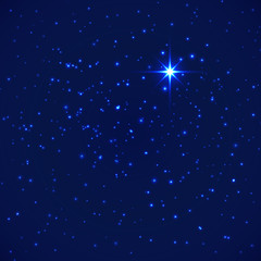 Fototapeta na wymiar Shining stars in night blue background. Stars on dark blue sky. Vector illustration