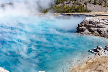Detail of Excelsior Geyser Crater, Yellowstone National Park, Wyoming, USA
