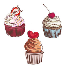 Set of beautiful celebratory cupcakes
