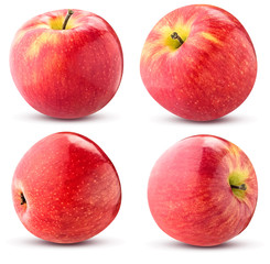 ripe red apple set isolated on a white