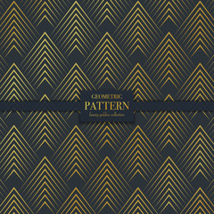 Luxury golden geometric pattern. Abstract line background, fashion style vector illustration for wallpaper, flyer, cover, design template. Realistic premium minimalistic ornament, backdrop.