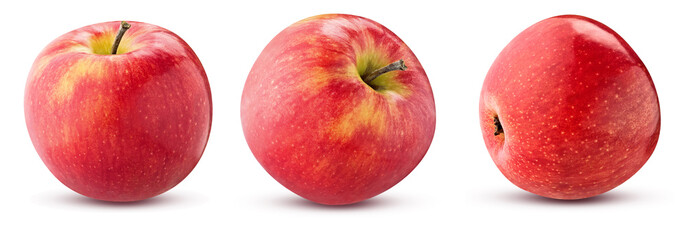 ripe red apple set isolated on a white