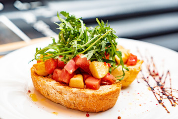 Authentic Italian Bruschetta with Arugula Salad