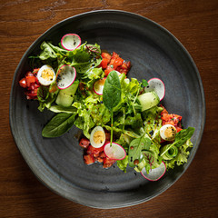fresh spring salad with microgreens