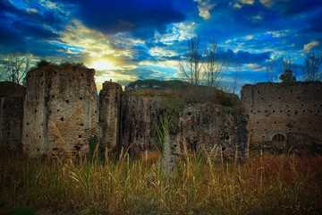 Obraz premium The ruins of the ancient monastery of Soreto, in the territory of Dinami.