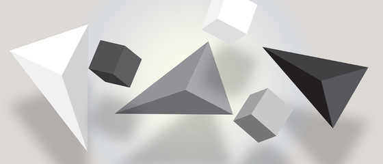 Fototapeta premium Abstract 3d boxes and pyramids background.