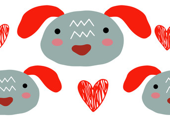 Abstract baby pattern with dog. Animal seamless cartoon illustration.