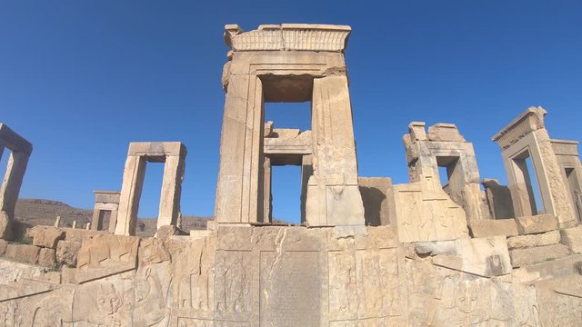 Persapolis, Iran - May 2019: Ruins of Persapolis, the capital of Persian Empire later destroyed by Alexander the great. Historical city of Persapolis in Shiraz