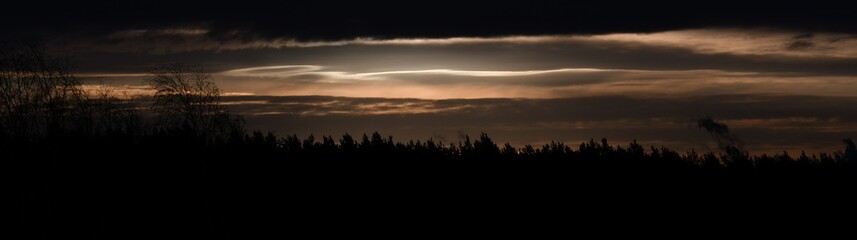 Fototapeta premium Dawn panoramic impressions in Falkensee near Berlin Spandau on March 10, 2020, Germany