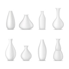 Realistic 3d Detailed White Blank Ceramic Vase Set. Vector