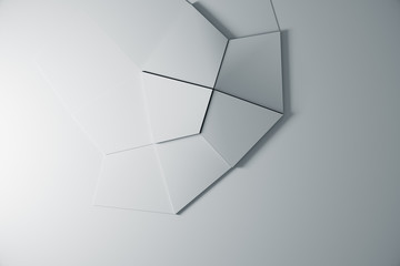 Abstract White Geometric Surface quad Loop clean minimal pattern, 3d background for business presentation. Soft shadows and reflection. Paper.