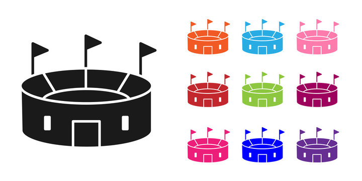 Black Hockey stadium icon isolated on white background. Hockey arena. Set icons colorful. Vector Illustration