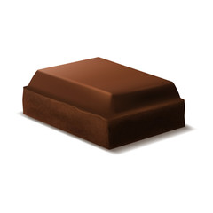 Realistic 3d Detailed Dark Chocolate Piece. Vector