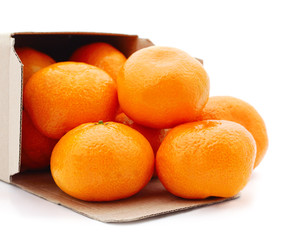 Orange mandarins in the box.
