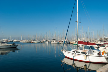 Fototapeta premium Sail boats in Alimos Marina Greece