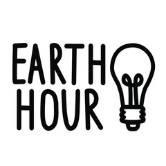 Earth Hour. Vector illustration of a light bulb on a white background. Calligraphy and lettering. The concept of ecology and energy conservation.