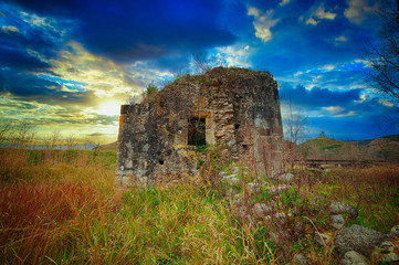 Obraz premium The ruins of the ancient monastery of Soreto, in the territory of Dinami.