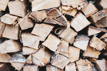 texture of chopped chopped firewood for background and your text
