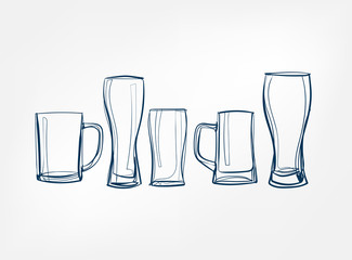 beer glass vector one line art drink isolated sketch