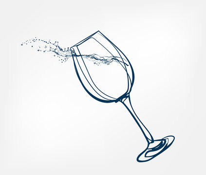 wine glass vector one line art drink isolated sketch