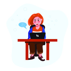 illustration of flat design woman while playing computer