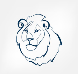 lion vector animal wild one line design